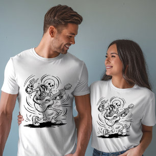 Camiseta Vintage Skeleton Toca Guitarra