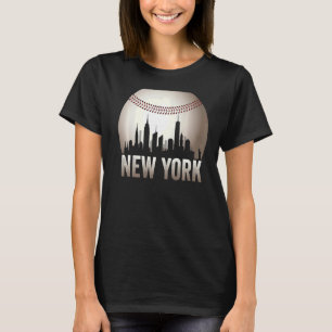 Camiseta Vintage Skylines De Nueva York Sobre El Béisbol Gi