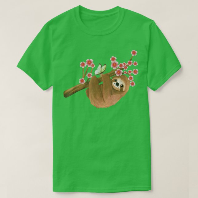 Camiseta Vintage Sloth Gift Japanese Cherry Blossom Flower  (Diseño del anverso)