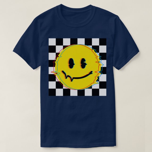 Camiseta Vintage Smiley Glitch de los 70 (Diseño del anverso)