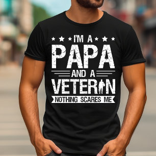Camiseta Vintage, soy papá y un veterano, nada me asusta