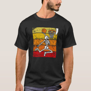 Camiseta Vintage Spooky Skeleton Basketball Player Dunking