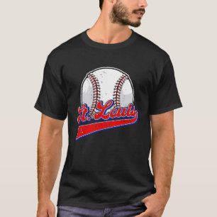 Camiseta Vintage St Louis Cityscape Baseball Player y Fa