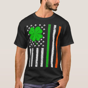 Camiseta Vintage St Patricks Day Irish American Flag Shamro