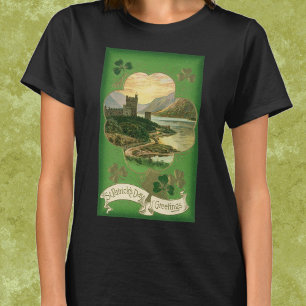 Camiseta Vintage St Patricks Day Saludos Castillo Shamrock