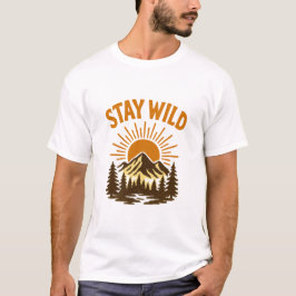 Camiseta Vintage Stay Wild Atardecer de Montaña