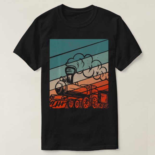 Camiseta Vintage Steam Locomotive Train Train Train TrainTr (Diseño del anverso)