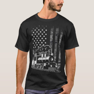 Camiseta Vintage Steam Train Camo Bandera Estadounidense