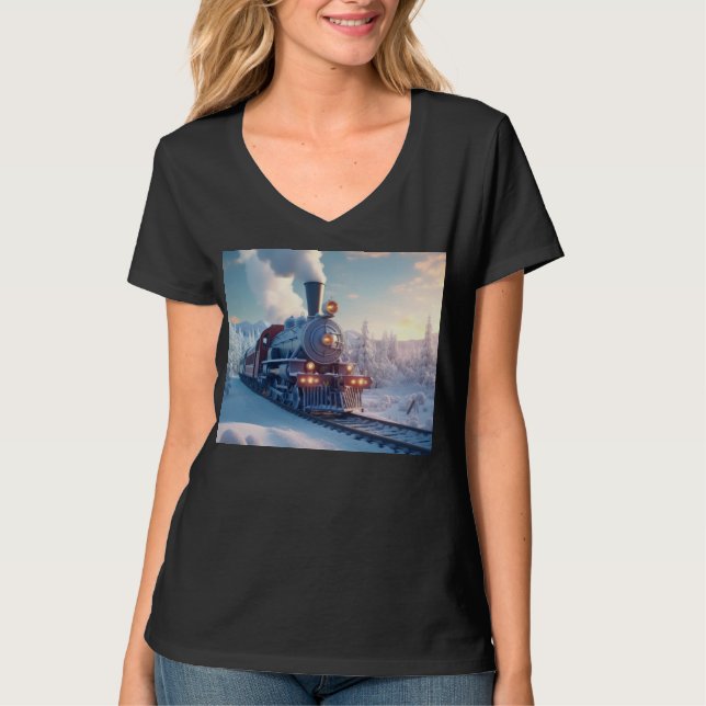 Camiseta Vintage Steam Train Winscape Snow Mountain (Anverso)