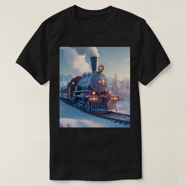Camiseta Vintage Steam Train Winscape Snow Mountain (Diseño del anverso)
