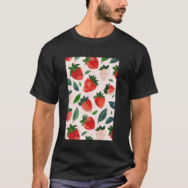 Camiseta Vintage Strawberry Fruit Pattern Art (Anverso)