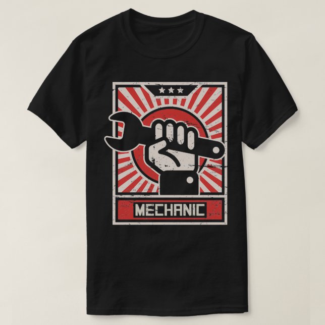 Camiseta Vintage Style MECHANIC Propaganda Poster (Diseño del anverso)