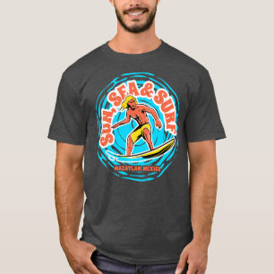 Camiseta Vintage Sun Sea Surf Mazatlan México Retro Surf