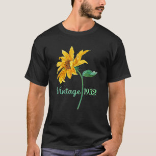 Camiseta Vintage Sunflower 1932 90 años de edad cumpleaños 