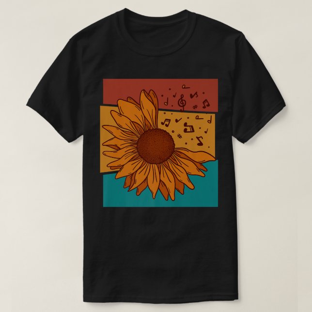 Camiseta Vintage Sunflower Music Notes3240 (Diseño del anverso)