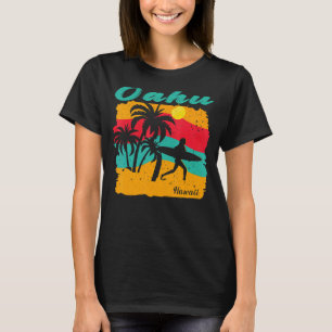 Camiseta Vintage Sunset Beach Surfing Oahu Hawaii Summer