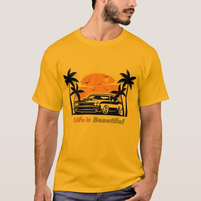 Camiseta Vintage Sunset Car (Anverso)