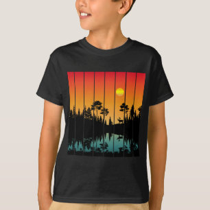 Camiseta Vintage Sunset Forest Sunrise Sceneration