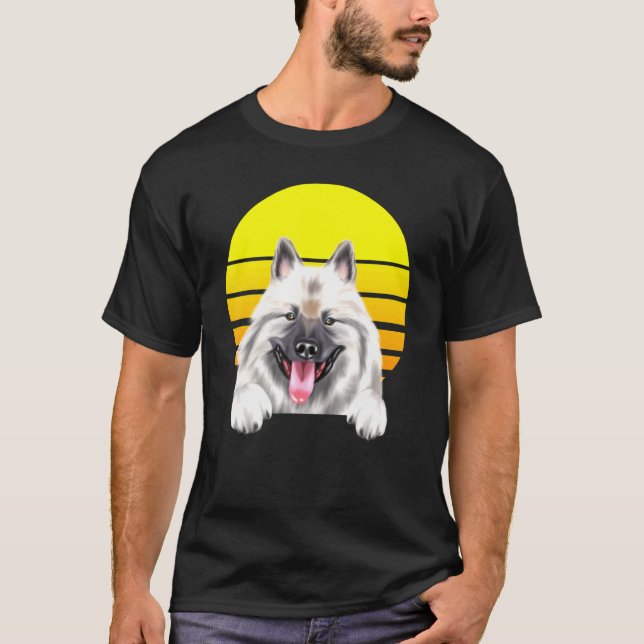 Camiseta Vintage Sunset Keeshond Dog (Anverso)