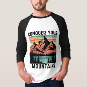 Camiseta Vintage Sunset Mountain Landscape Ilustracion