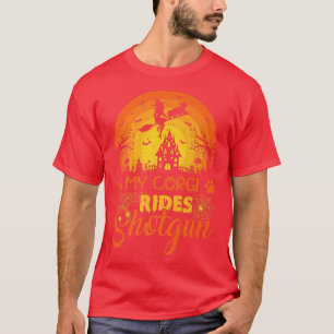 Camiseta Vintage Sunset My Corgi Dog Ride Shotgun Halloween