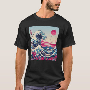 Camiseta Vintage Sunset Nature Lover Japan Wave Art Surf