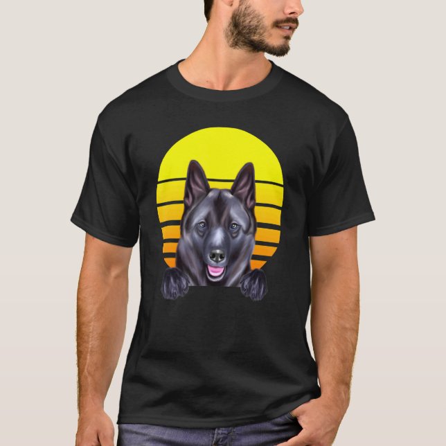 Camiseta Vintage Sunset Norwegian Elkhound Dog (Anverso)
