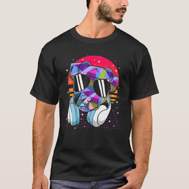 Camiseta Vintage Sunset Pitbull Pintando Usando Divertido S (Anverso)