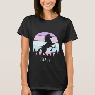 Camiseta Vintage Sunset Unicorn Rearing Name Fecha Cumpleañ