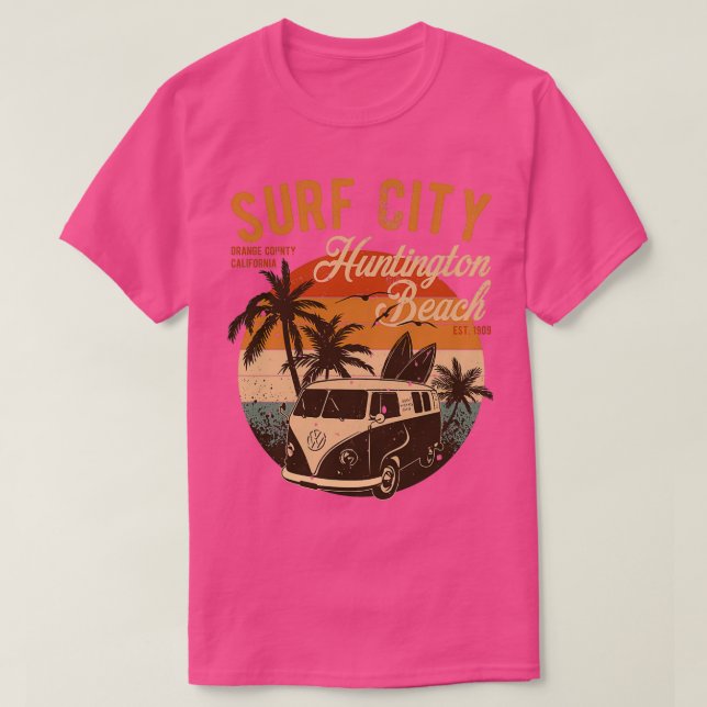 Camiseta Vintage Surf City Huntington Beach Naranja County  (Diseño del anverso)