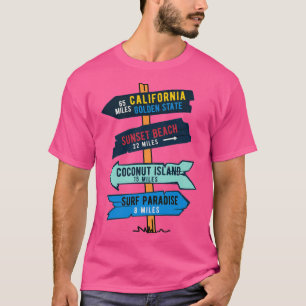 Camiseta Vintage Surf Pegatina California Beach Wood Rótulo
