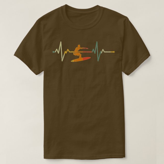 Camiseta Vintage Surf Surfer Gift Heartbeat Waves Surfing  (Diseño del anverso)