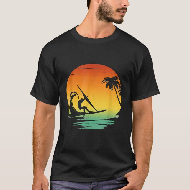 Camiseta Vintage Surfboard Surf Boarder Retro Surfer Sunset (Anverso)