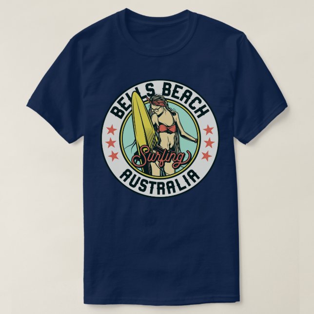 Camiseta Vintage Surfing Badge para Bells Beach Australia (Diseño del anverso)