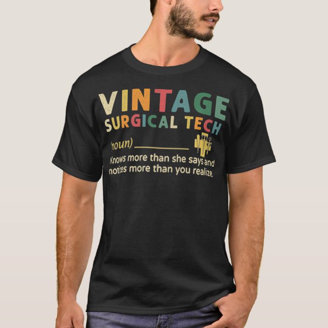 Camiseta Vintage Surgical Tech Sabe Más De Lo Que Dice (Anverso)