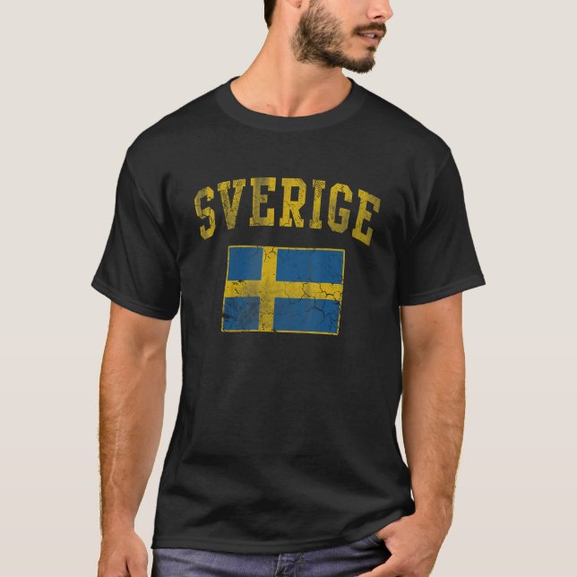 Camiseta Vintage Sverige Suecia Bandera Vintage Hombres Muj (Anverso)