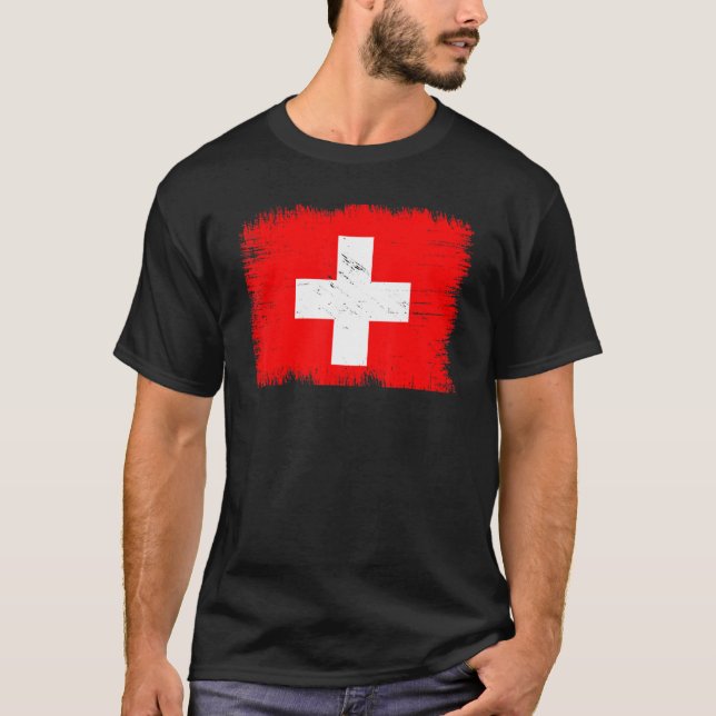 Camiseta Vintage Switzerland Flag Swiss Independence Day (Anverso)