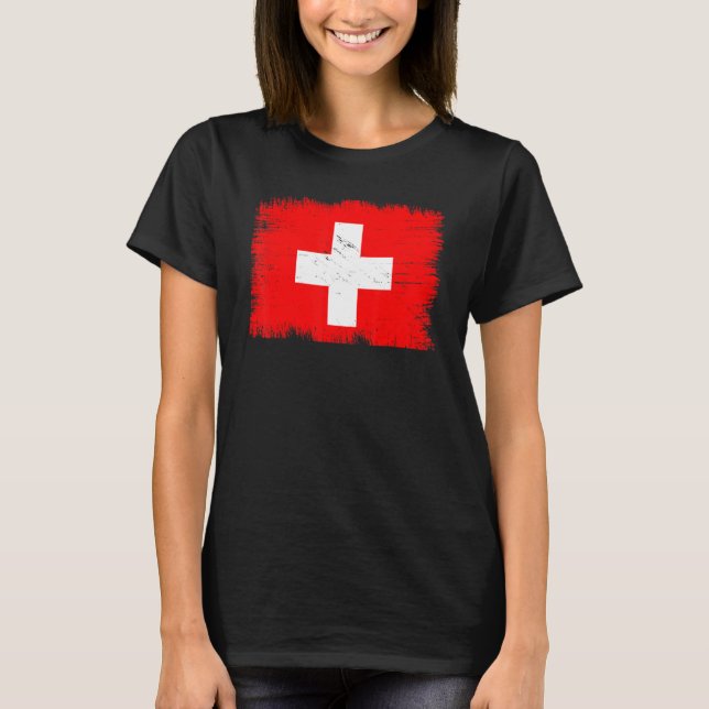 Camiseta Vintage Switzerland Flag Swiss Independence Day (Anverso)