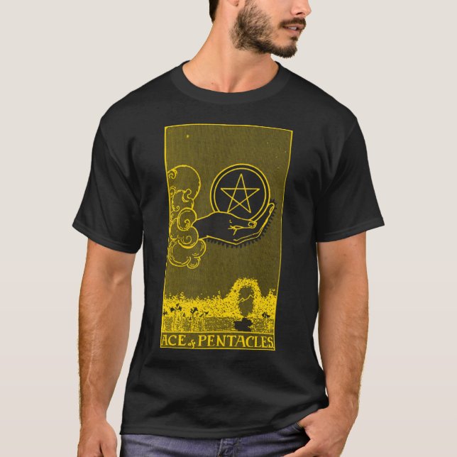 CAMISETA VINTAGE TAROT CARD ACE PENTACLES (Anverso)