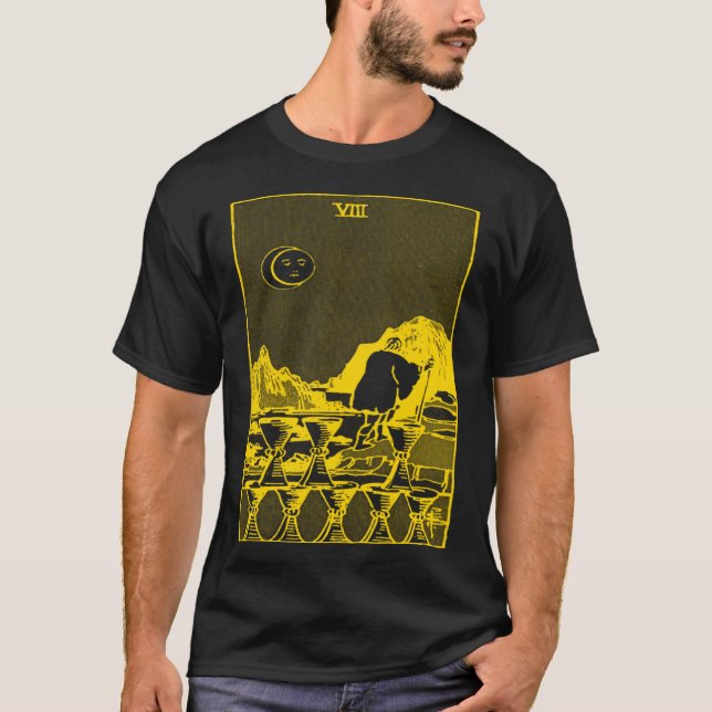 CAMISETA VINTAGE TAROT CARD CUPS EIGHT (Anverso)
