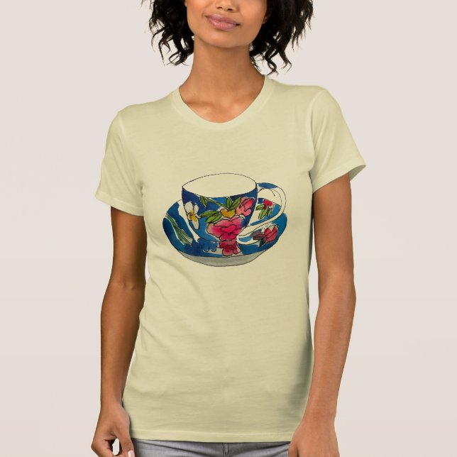 Camiseta Vintage Teacups ilustracion acuático original (Anverso)