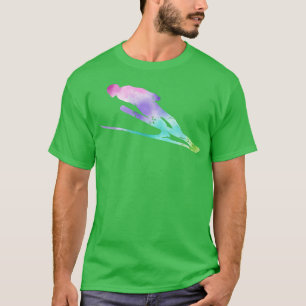 Camiseta Vintage Tie Dye Snow Ski Jumping Artwork Skiier Wi
