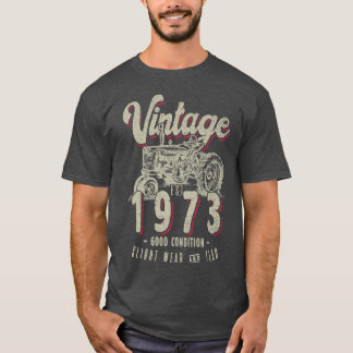 Camiseta Vintage Tractor Farmer Birthday Born In 1973 & Est