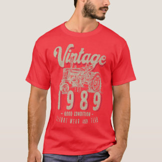 Camiseta Vintage Tractor Farmer Birthday Born In 1989 & Est