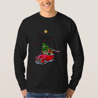 Camiseta Vintage Truck With Dog Merry Christmas Tree 