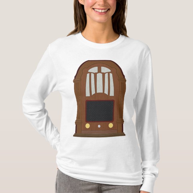Camiseta Vintage Tube Radio Antique Wooden Stereo (Anverso)