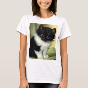 Camiseta Vintage Tuxedo Kitten Ilustracion