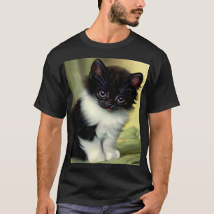 Camiseta Vintage Tuxedo Kitten Ilustracion
