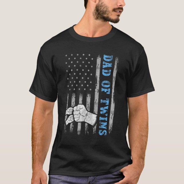 Camiseta Vintage Twin Dad Para Hombres Bandera Estadouniden (Anverso)