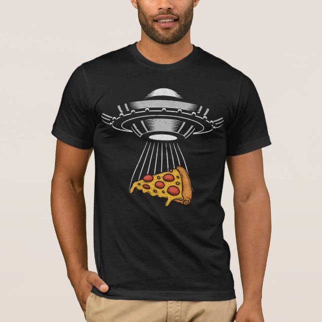 Camiseta Vintage UFO Pizza Secuestro Alien Retro Spaceship (Anverso)